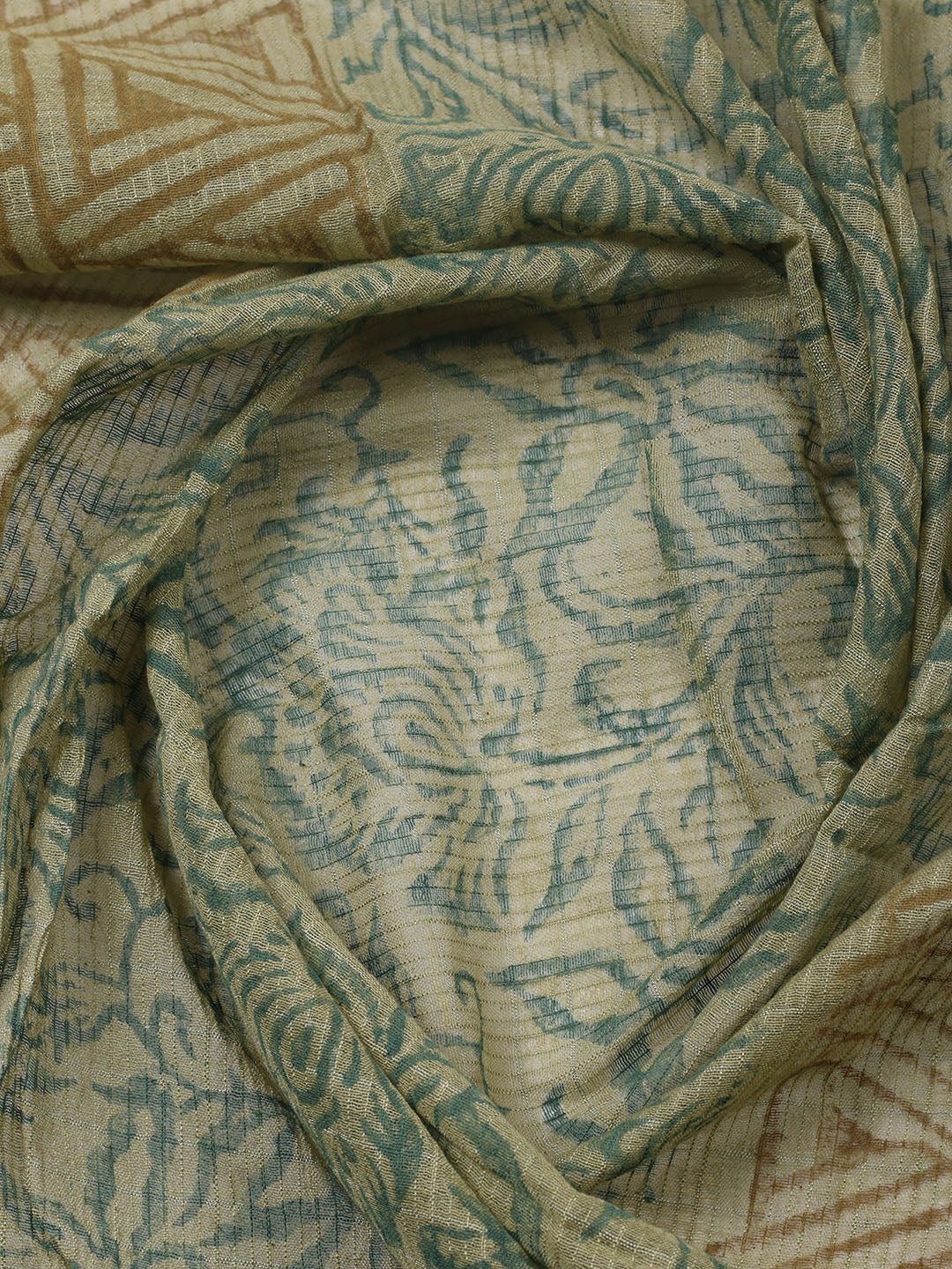 Printed Cotton Blend Unstitched Suit With Pant &amp; Dupatta