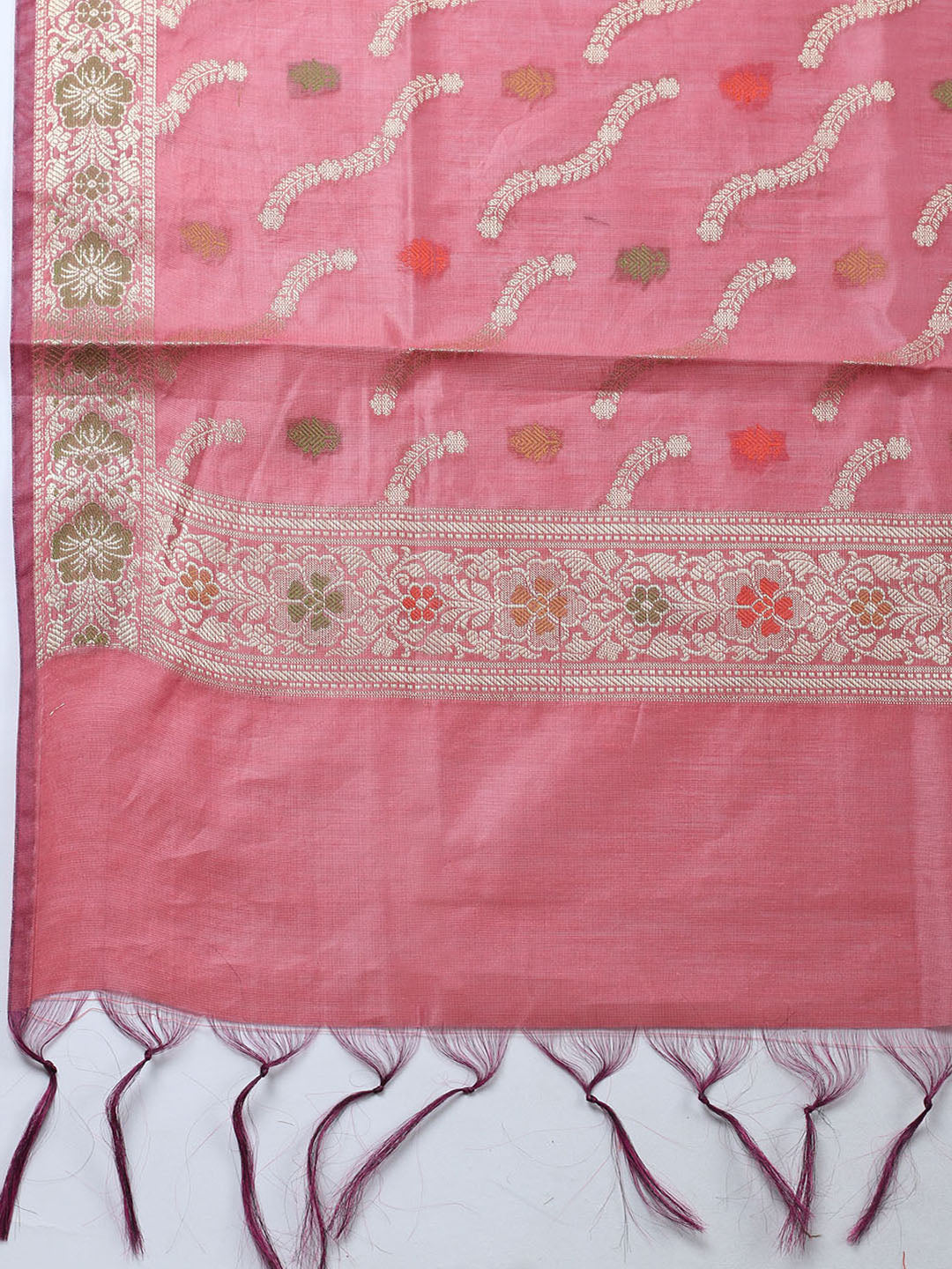 Banarasi Chanderi Unstitched Suit With Pant &amp; Dupatta