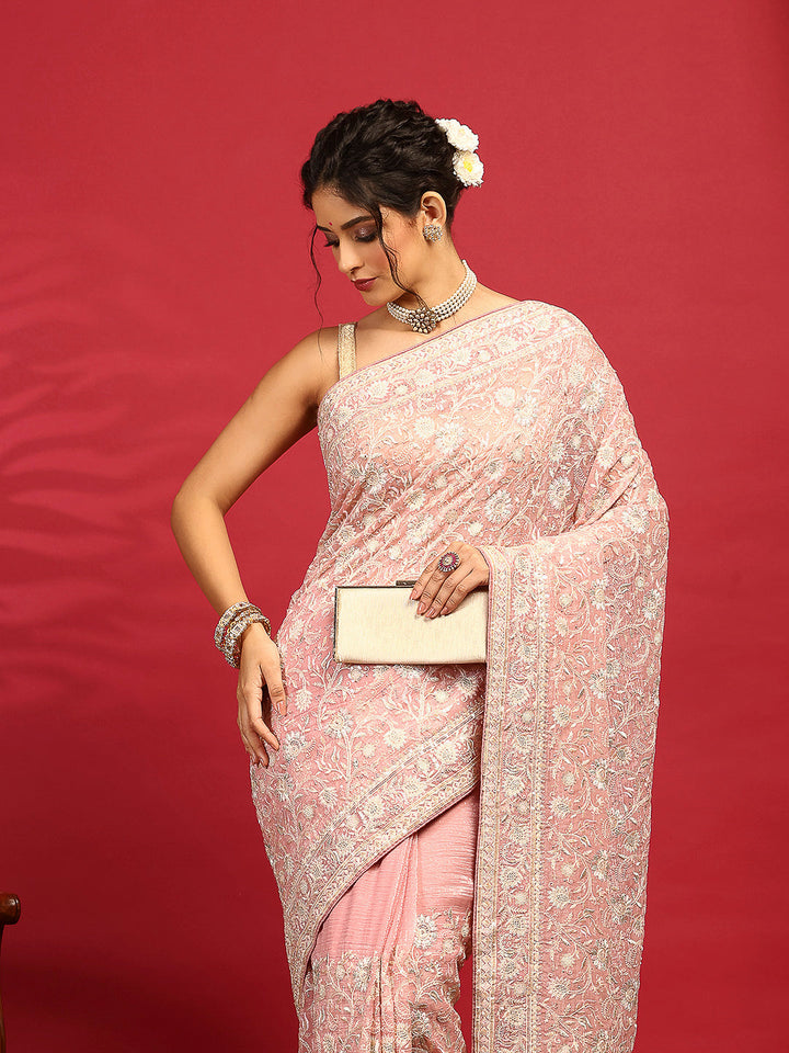 Embroidered Georgette Saree
