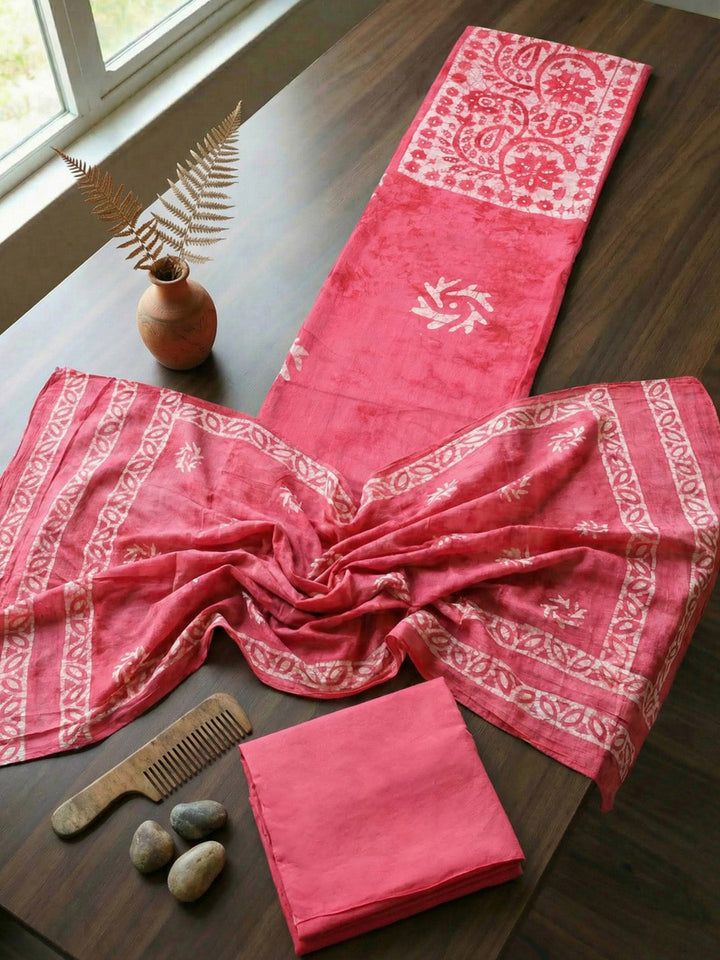 Embroidered Cotton Blend Unstitched Suit With Pant &amp; Dupatta