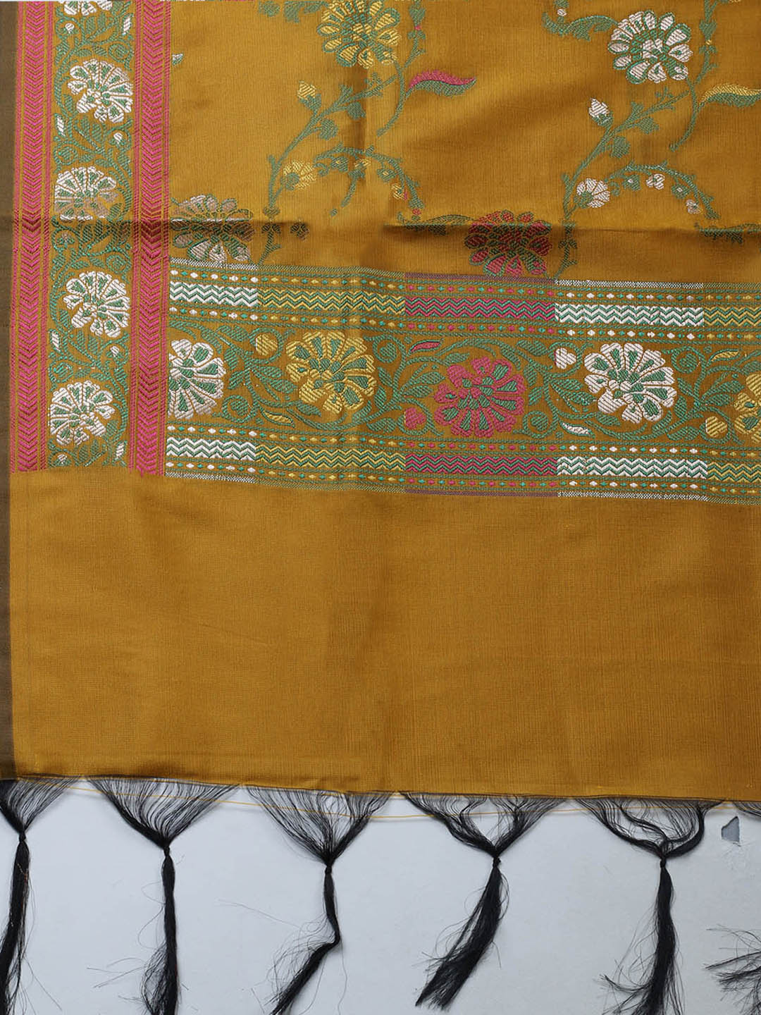 Woven Design Chanderi Unstitched Suit With Pant &amp; Dupatta