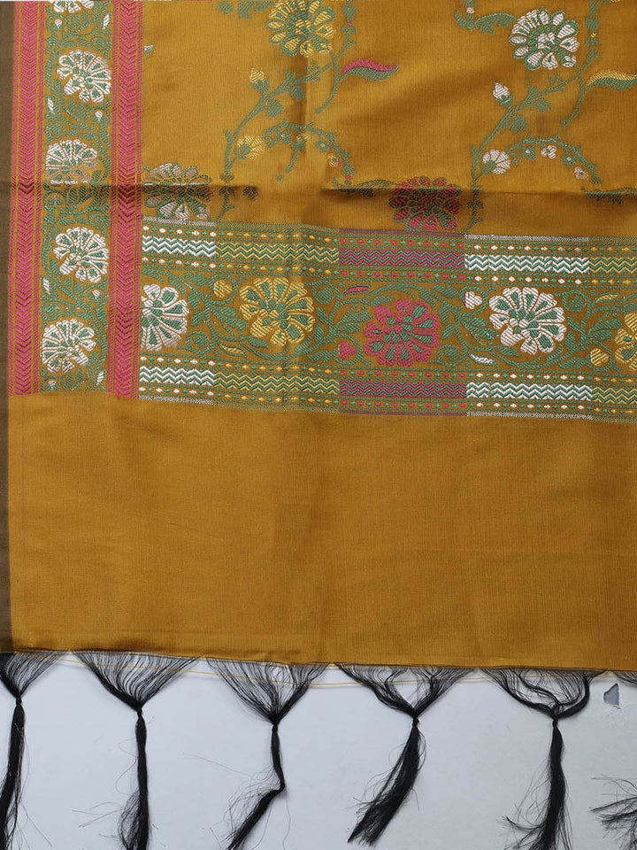 Woven Design Chanderi Unstitched Suit With Pant &amp; Dupatta