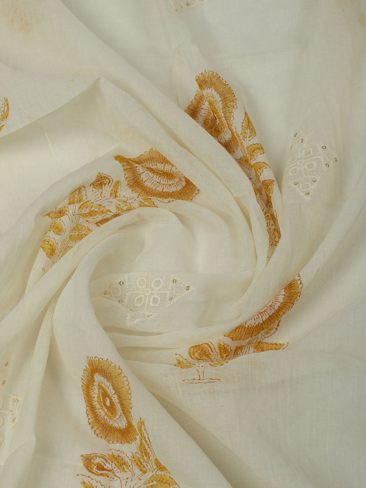 Printed Cotton Unstitched Suits Printed Suit With Pant &amp; Dupatta