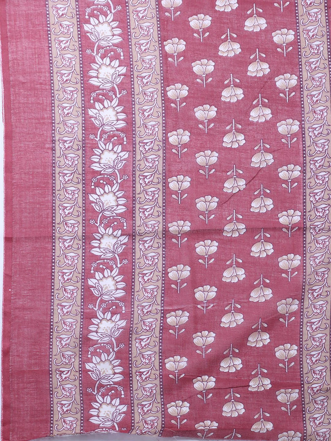 Printed Cotton Blend Unstitched Suit With Pant &amp; Dupatta