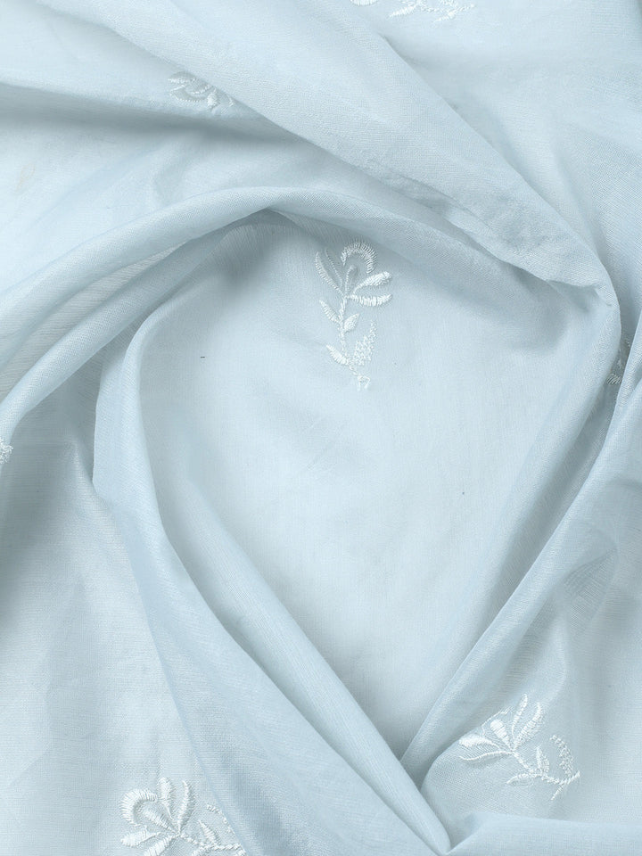 Embroidered Cotton Blend Unstitched Suit With Pant &amp; Dupatta