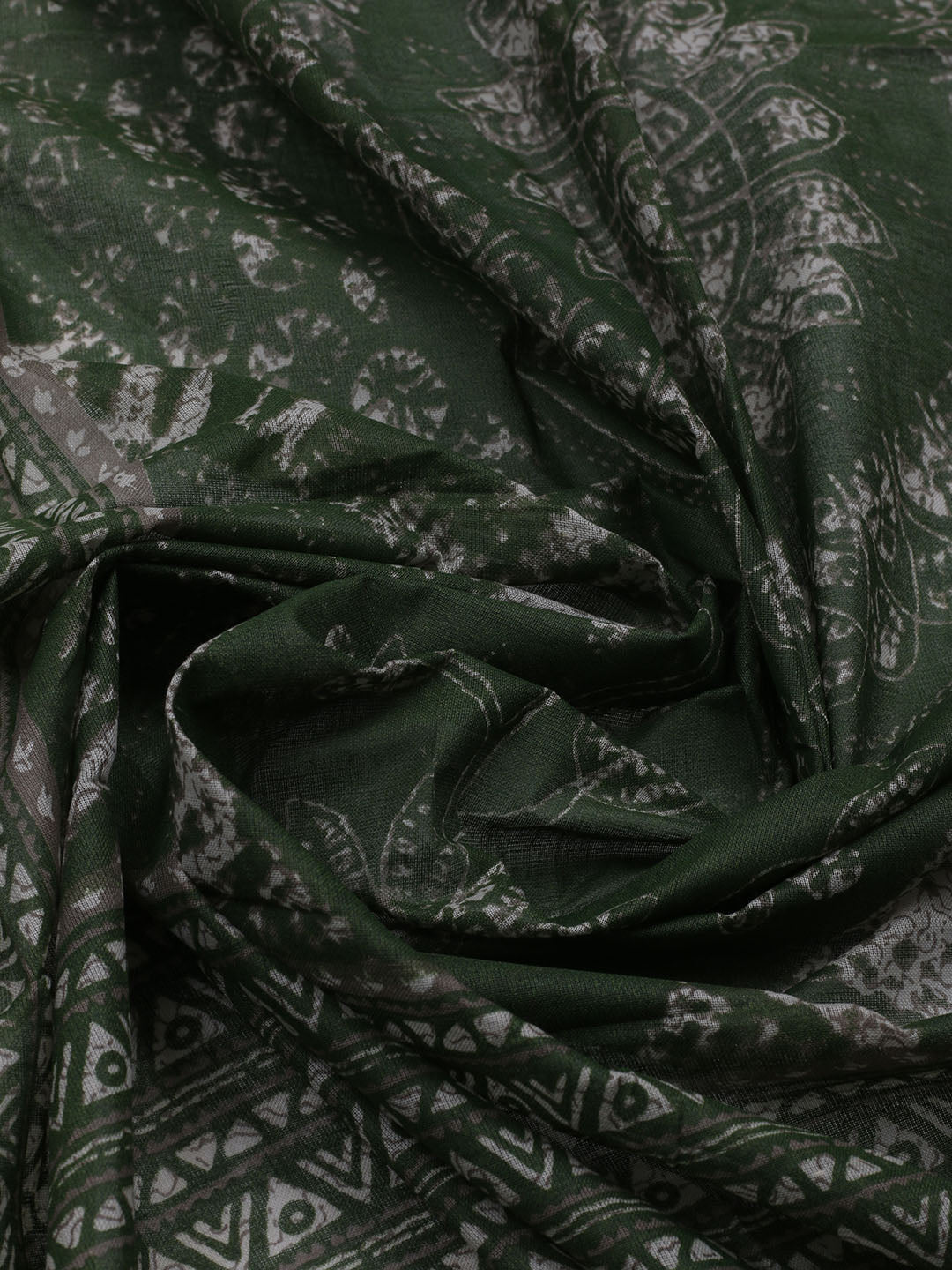 Patch Neck Cotton Blend Unstitched Suit With Dupatta