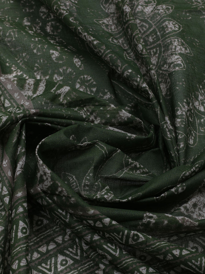 Patch Neck Cotton Blend Unstitched Suit With Dupatta