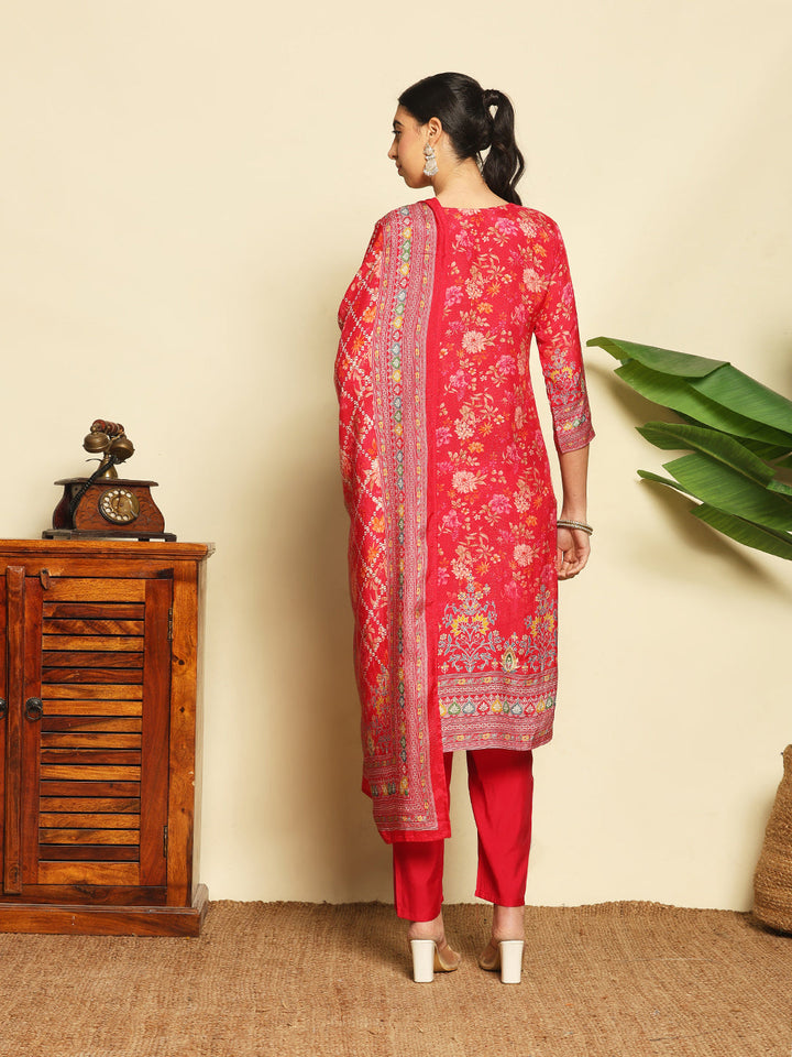 Printed Muslin Suit With Pant &amp; Dupatta