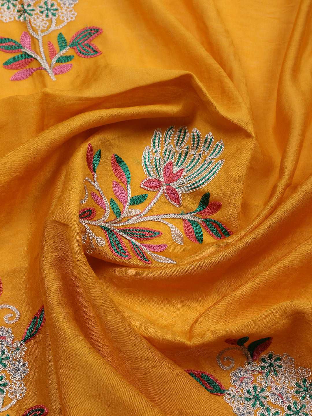 Embroidered Cotton Blend Unstitched Suit With Pant &amp; Dupatta