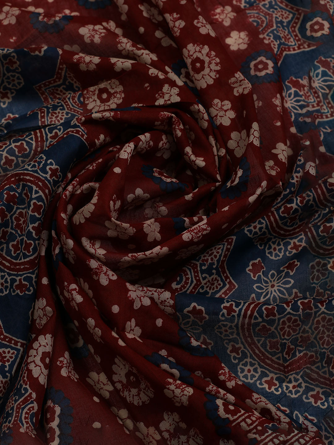 Printed Cotton Blend Unstitched Suit With Dupatta