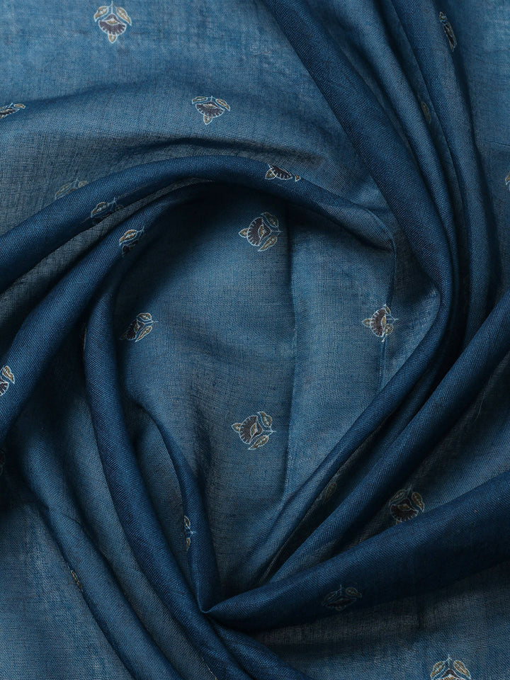 Embroidered Cotton Blend Unstitched Suit With Pant &amp; Dupatta