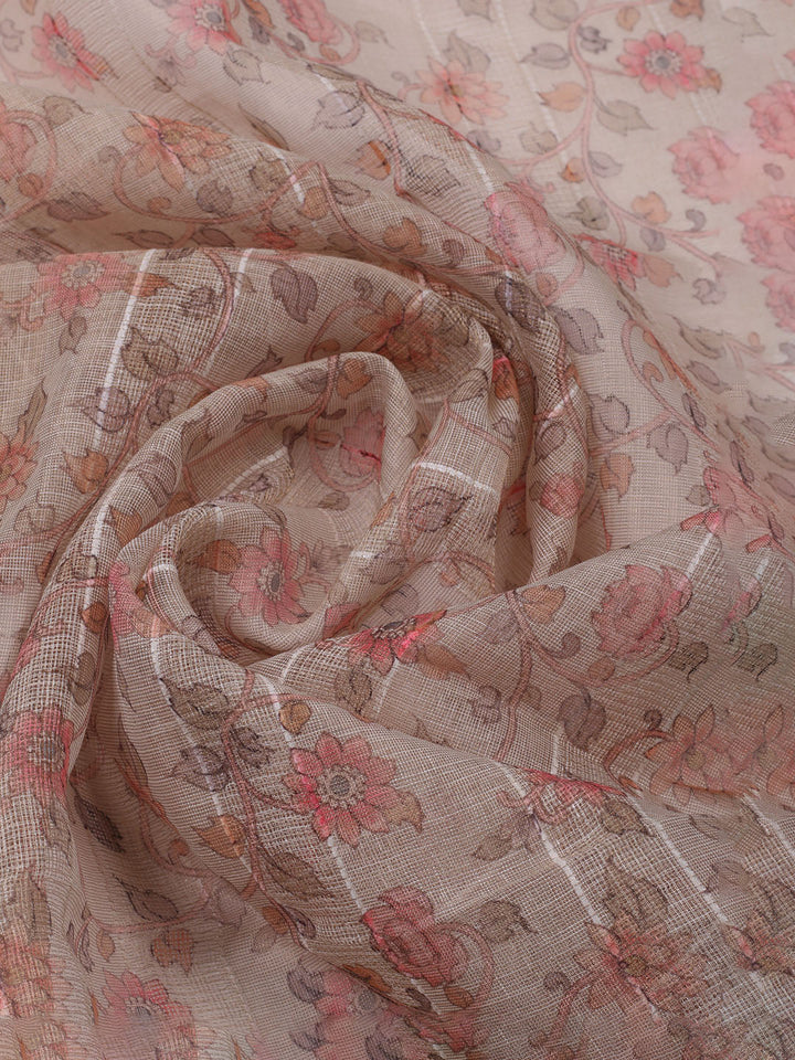 Embroidered Linen Unstitched Kurta With Pant &amp; Dupatta