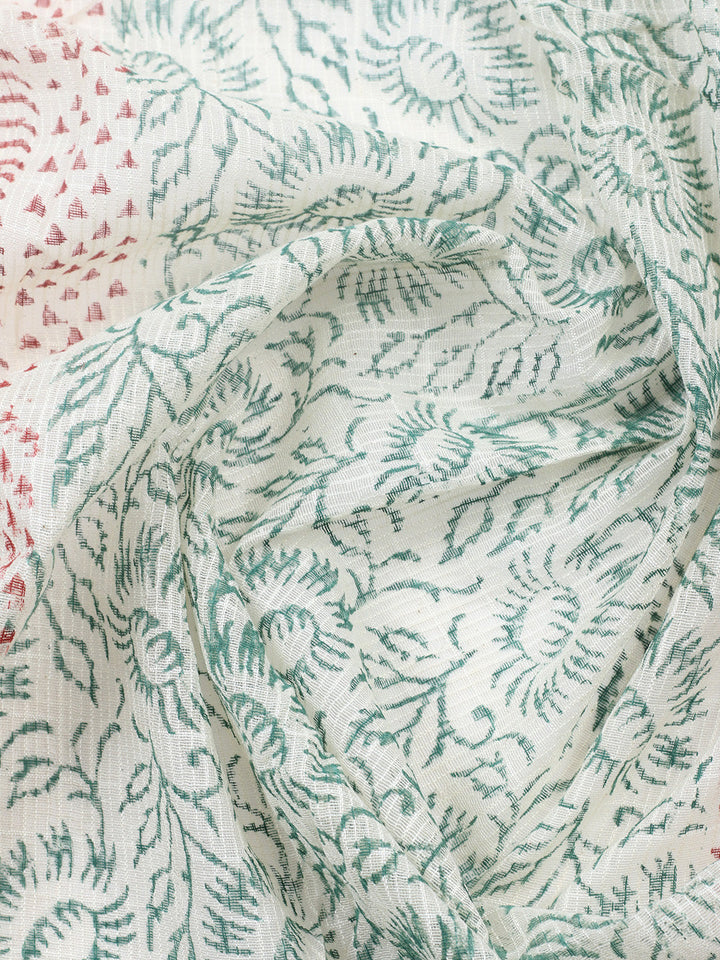 Printed Cotton Blend Unstitched Suit With Pant &amp; Dupatta