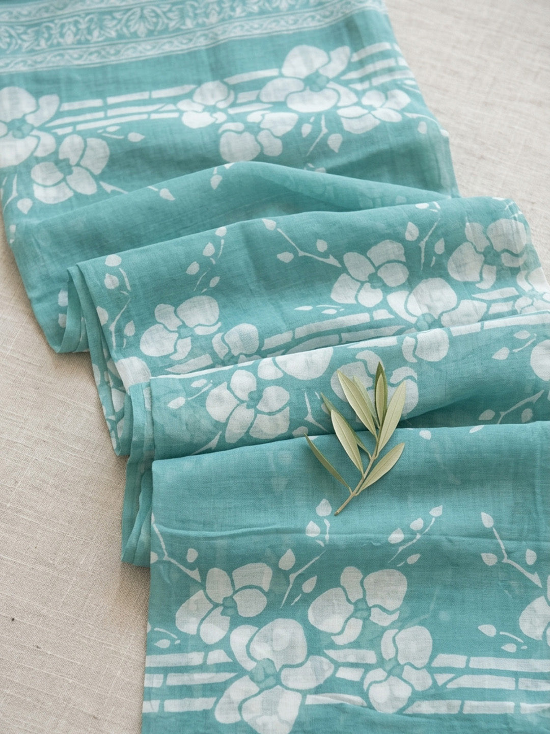Printed Cotton Blend Unstitched Suit With Pant &amp; Dupatta