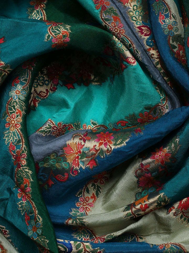 Woven Design Dola Silk Unstitched Suit With Pant &amp; Dupatta