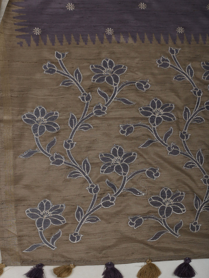Printed &amp; Embroidered Booti Art Silk Saree
