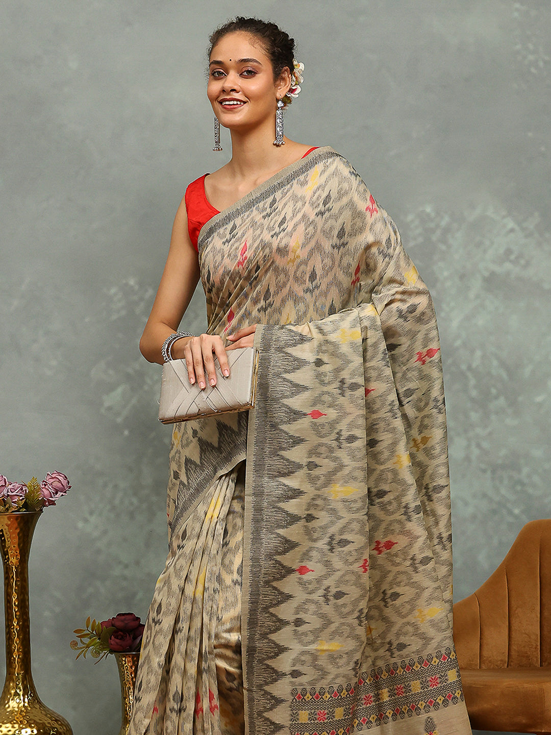 Resham Booti Woven Cotton Saree