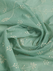 Embroidered Chanderi Unstitched Suit With Pant & Dupatta