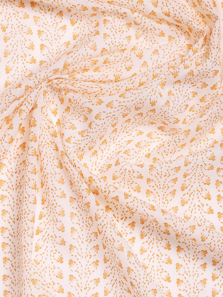 Printed Cotton Blend Unstitched Suit With Dupatta