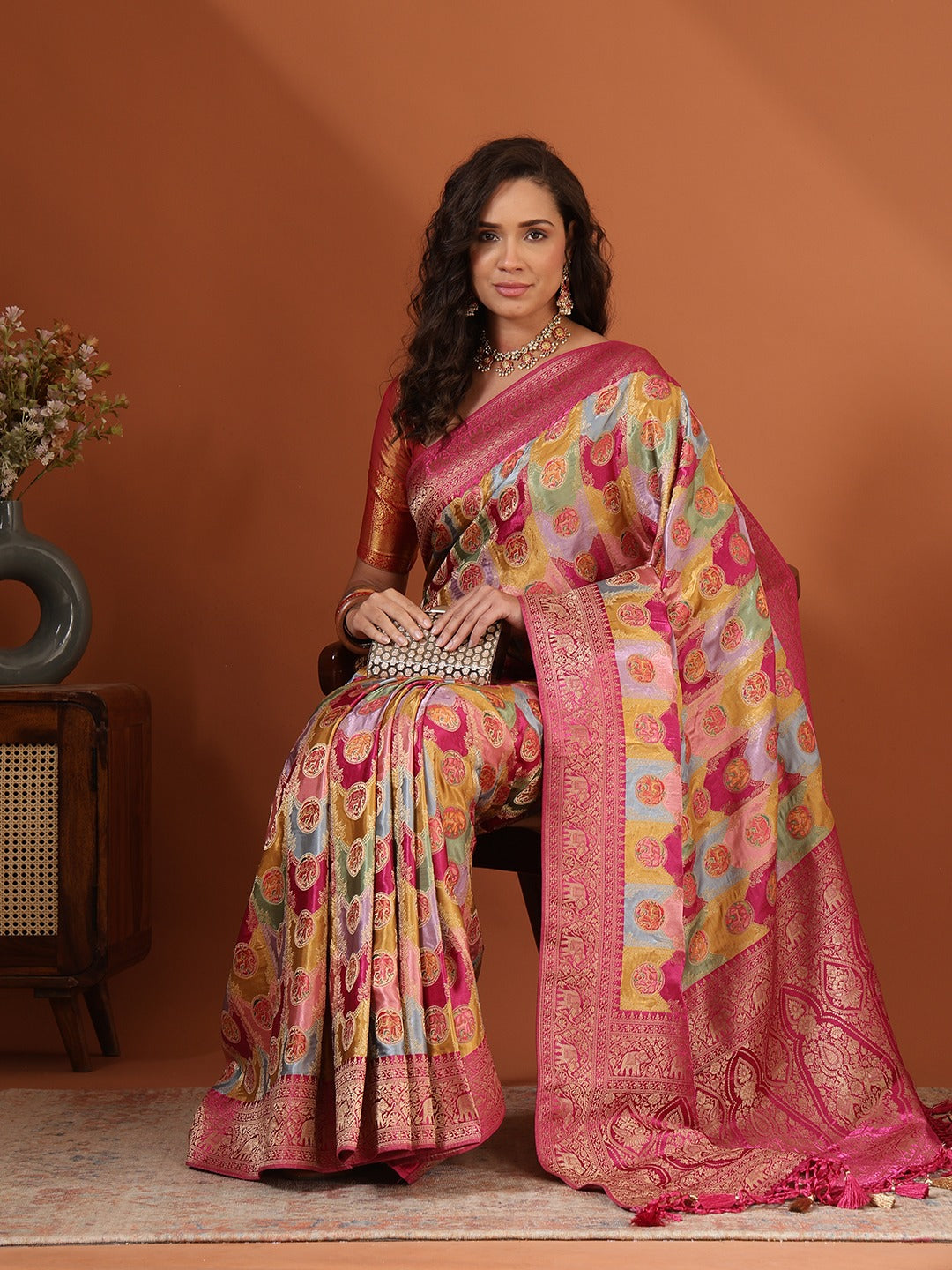 Woven Design Satin Saree