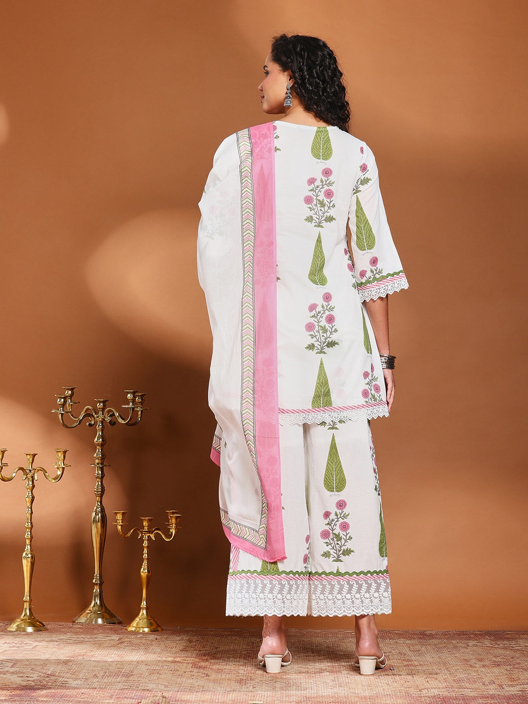 Printed Cotton Blend Kurta With Pant &amp; Dupatta