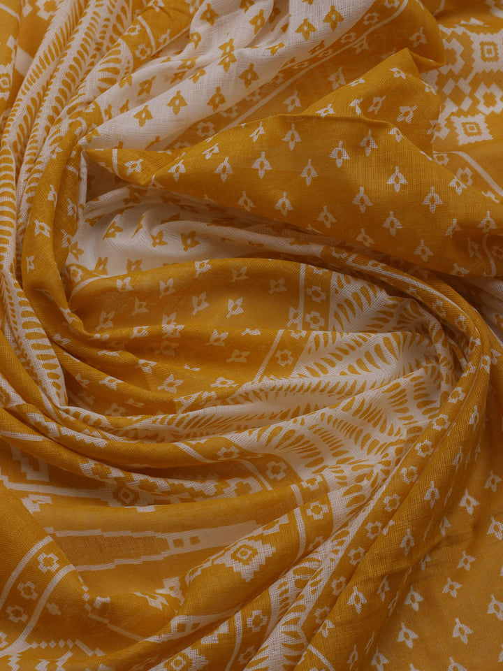 Printed Cotton Blend Unstitched Suit With Dupatta