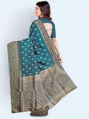 Zari Border Booti Art Silk Woven Saree