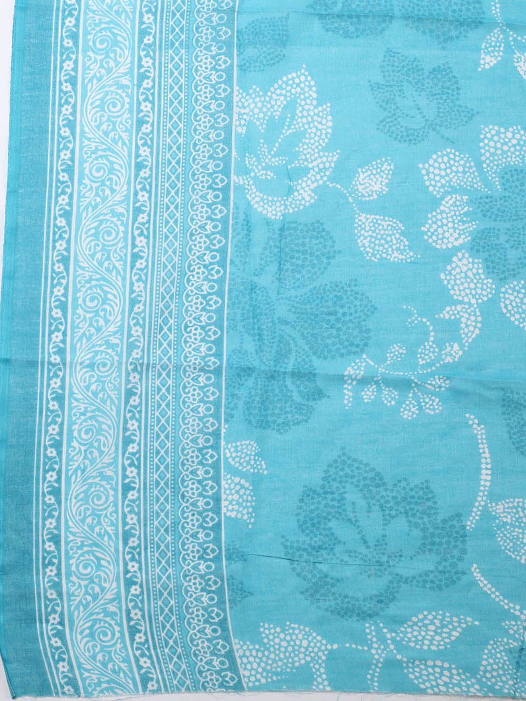 Printed Cotton Blend Unstitched Suit With Pant &amp; Dupatta