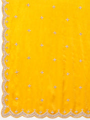 Cutdana Embroidery Chinon Saree