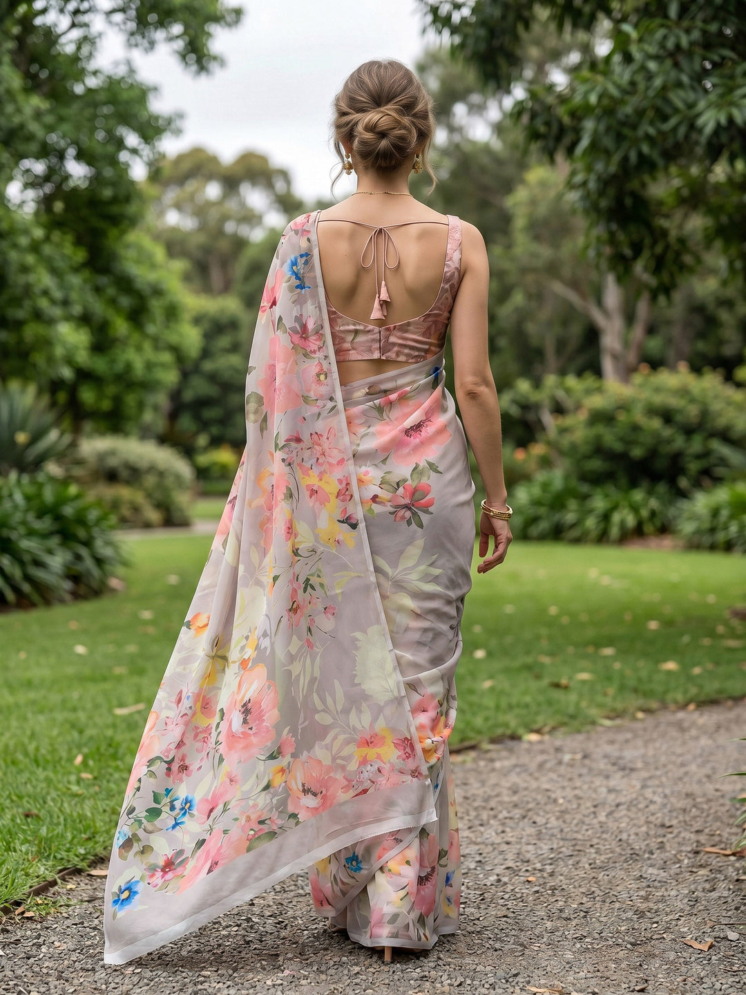 Digital Print Chiffon Saree