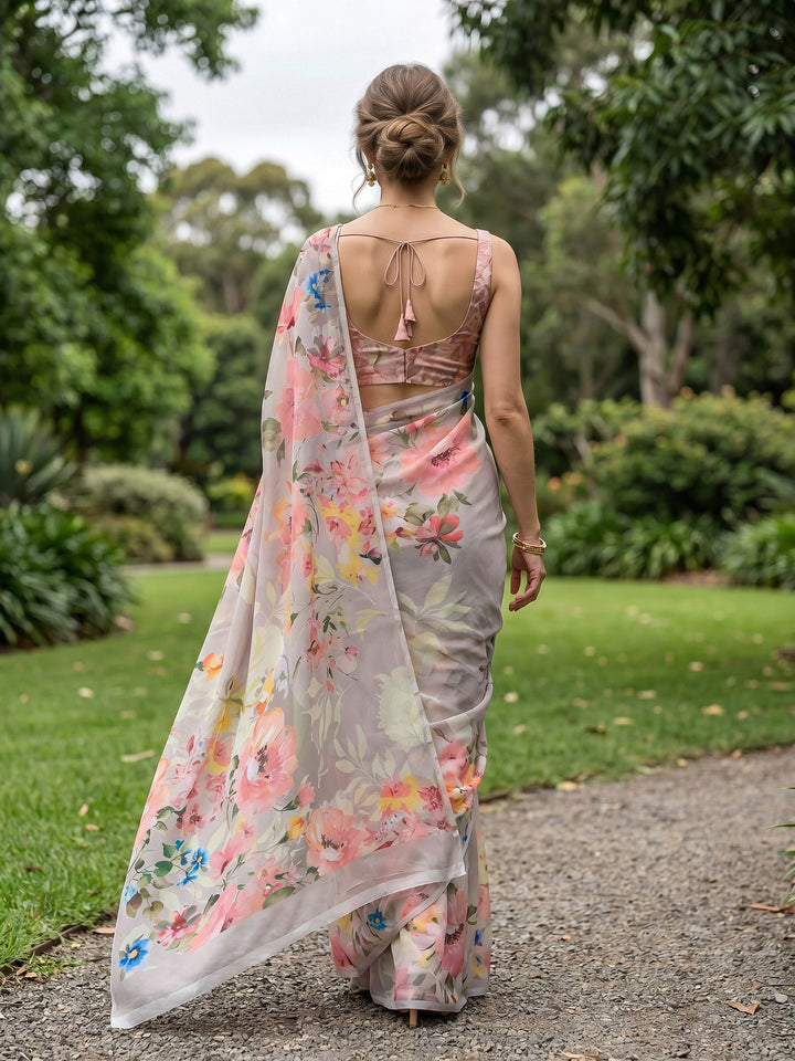 Digital Print Chiffon Saree