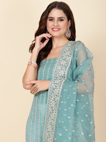 Embroidered Chiffon Unstitched Suit Piece With Dupatta