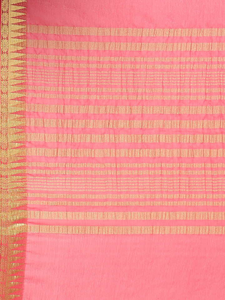 Zari Border Booti Chiffon Woven Saree