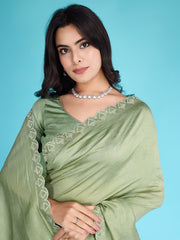 Embroidered Chinon Saree