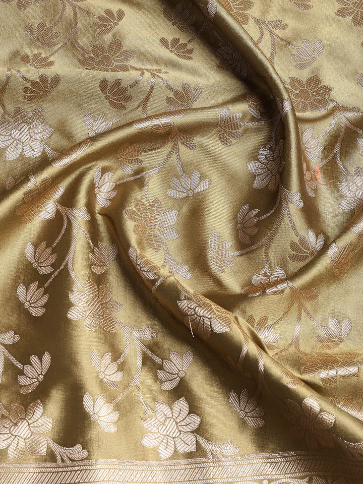 Woven Banarasi Chanderi Unstitched Suit With Dupatta