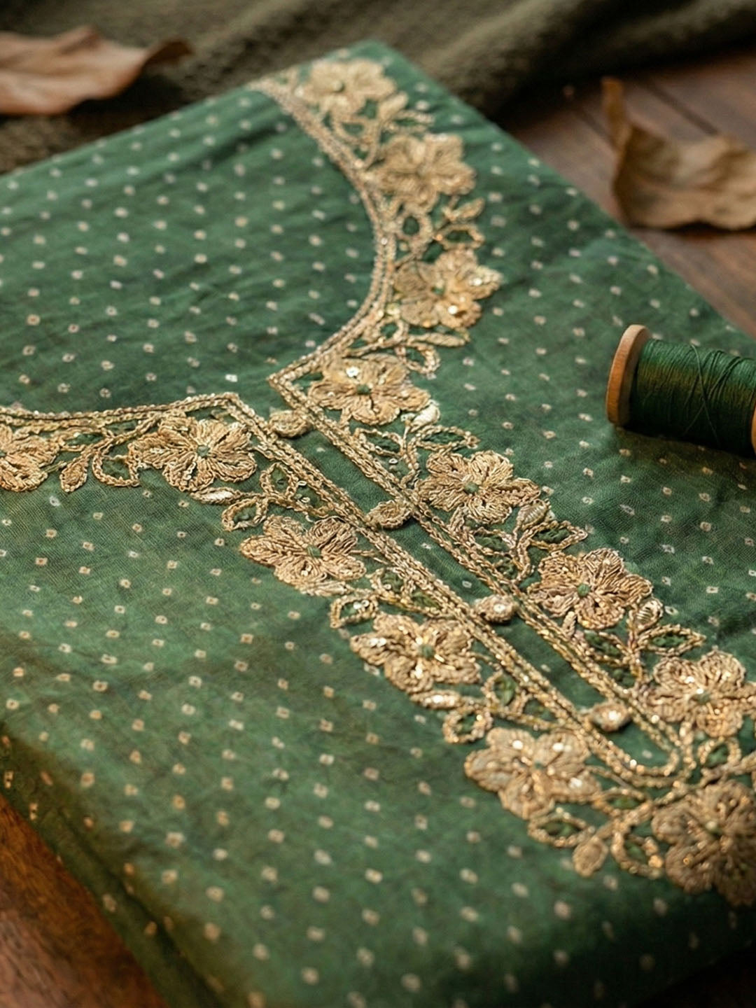 Embroidered Cotton Blend Unstitched Suit With Pant &amp; Dupatta
