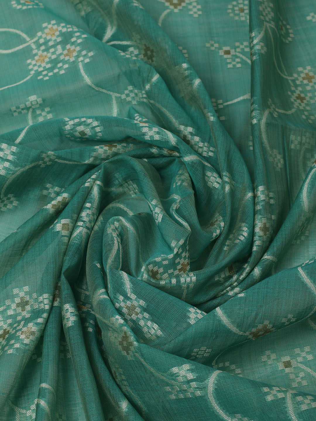 Embroidered Chanderi Unstitched Kurta With Pant &amp; Dupatta