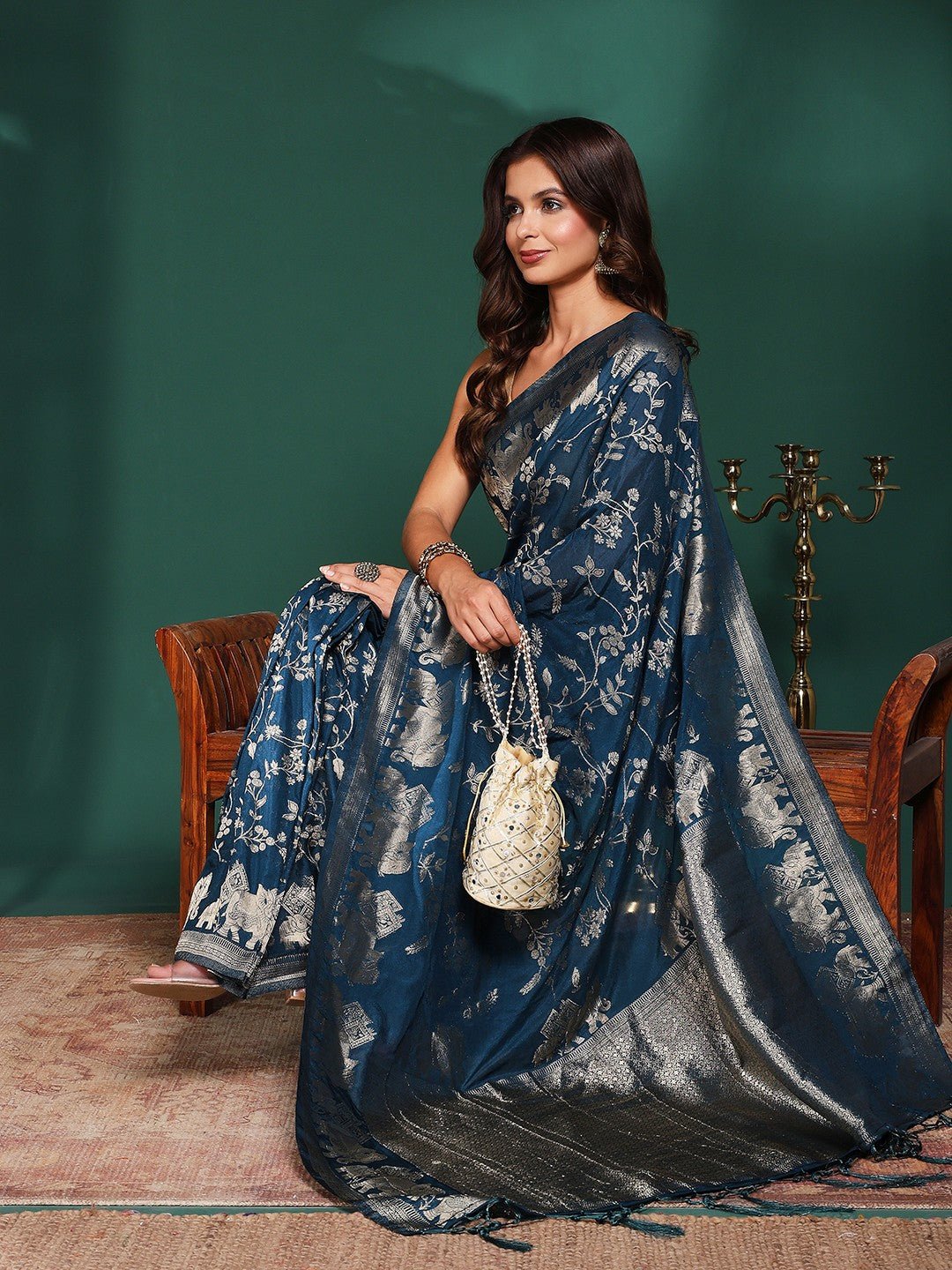 Plain Crepe Saree