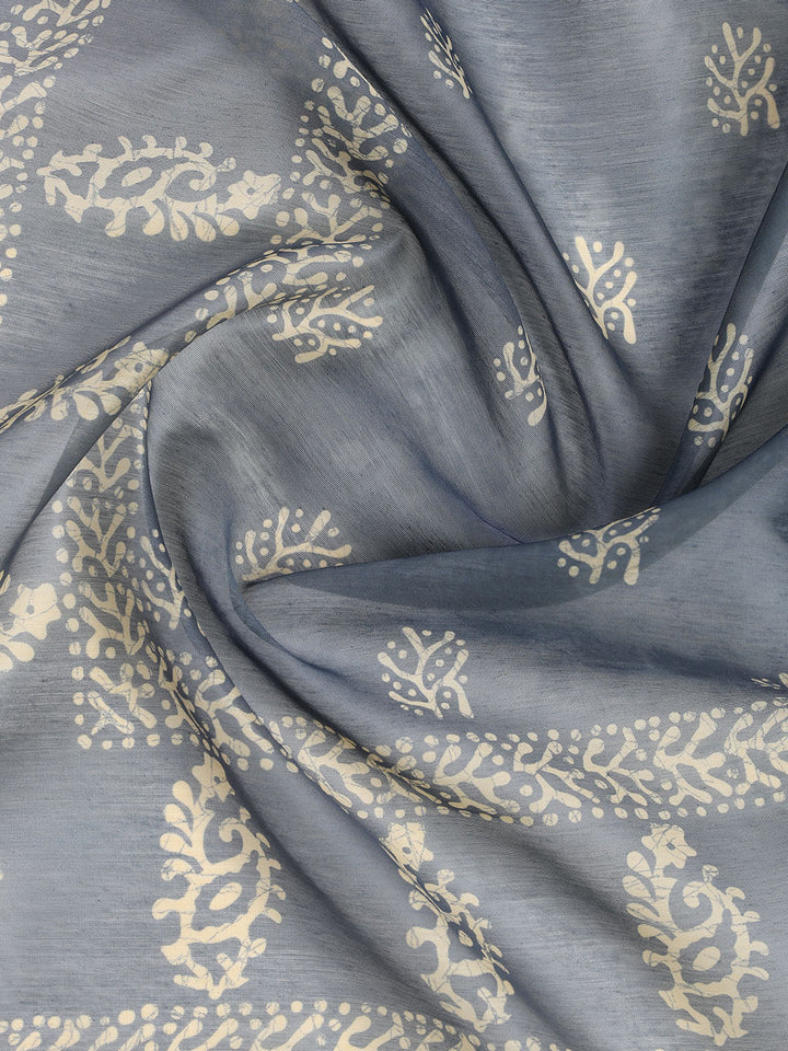 Embroidered Chanderi Unstitched Suit With Dupatta