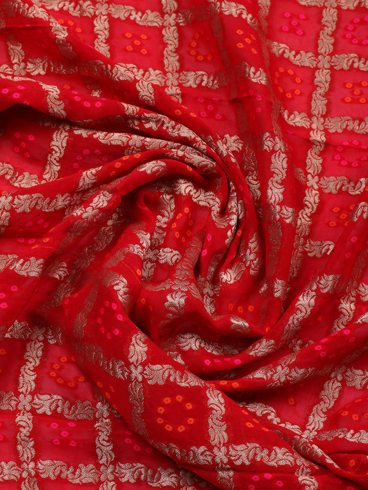 Embroidered Chanderi Unstitched Suit With Pant &amp; Dupatta