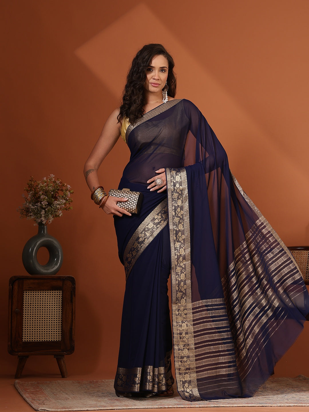 Plain Chiffon Saree