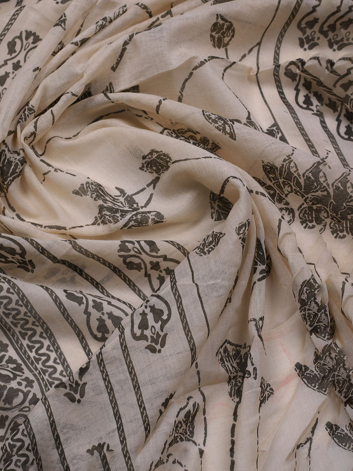 Printed Cotton Blend Unstitched Suit With Dupatta