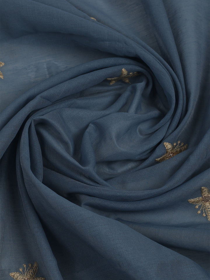 Embroidered Chanderi Unstitched Suits Casual Suit With Pant &amp; Dupatta