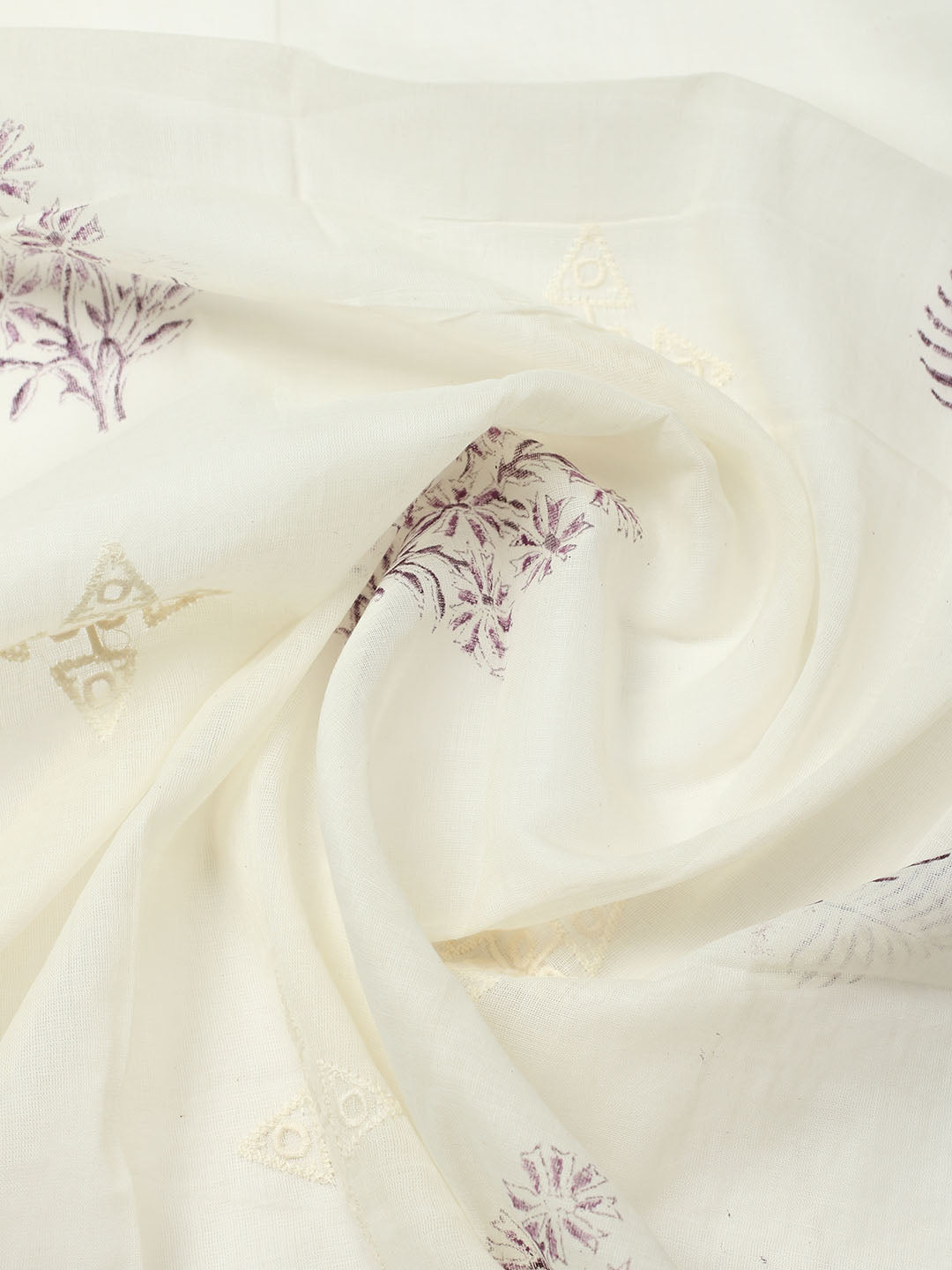 Printed Cotton Blend Unstitched Suit With Pant &amp; Dupatta