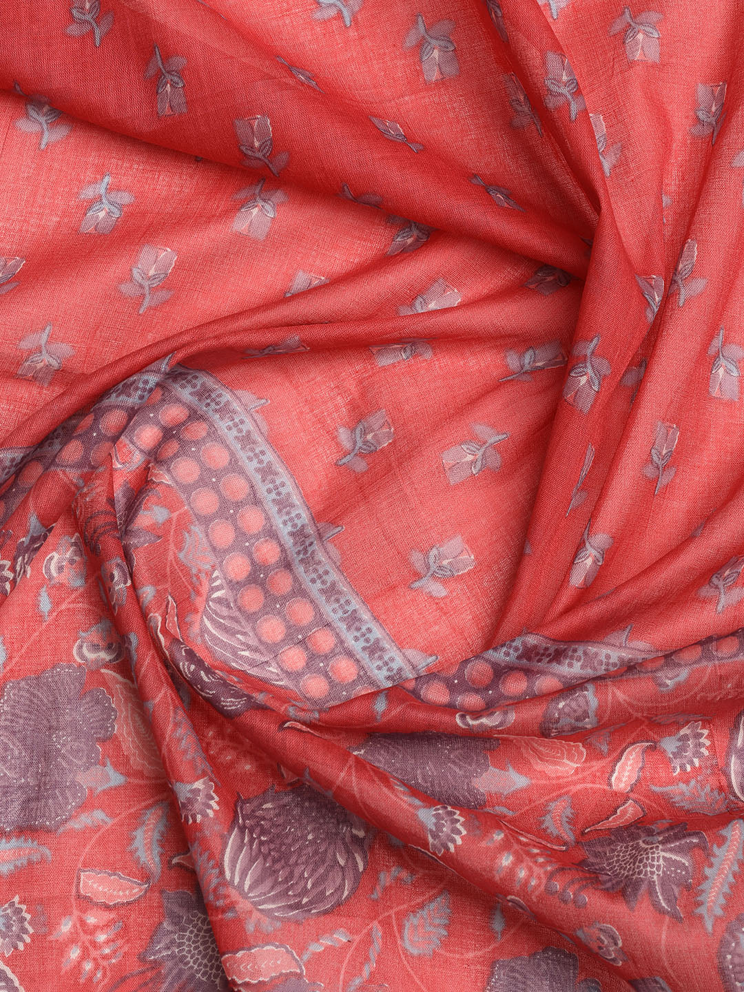 Printed Cotton Blend Unstitched Suit With Dupatta