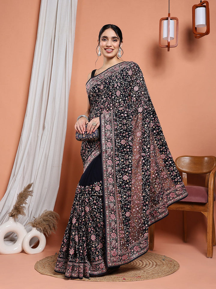 Embroidered Georgette Saree