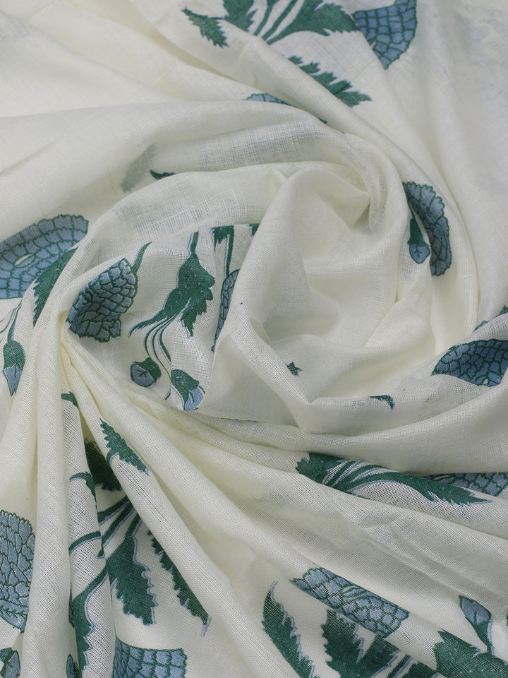 Neck Embroidered &amp; Printed Cotton Blend Unstitched Suit With Dupatta