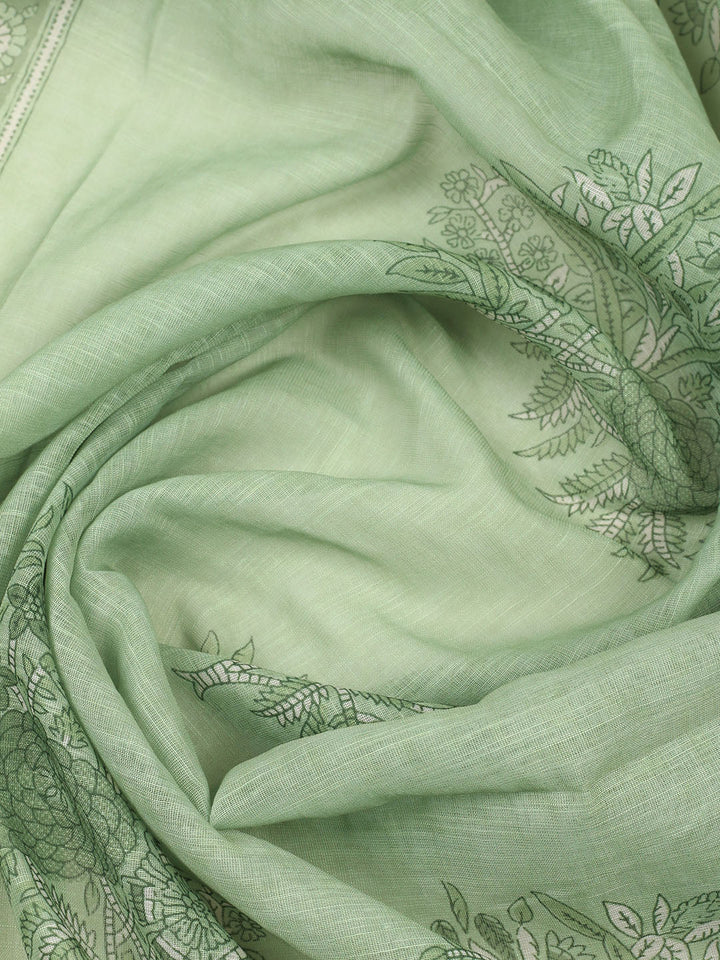 Embroidered Chanderi Unstitched Suit With Pant &amp; Dupatta