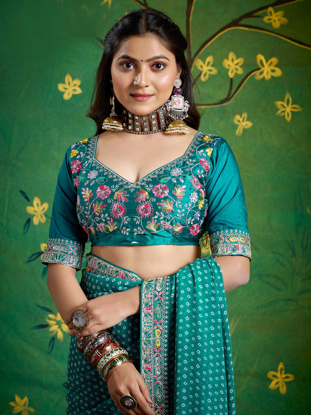 Bandhani Print Georgette Saree