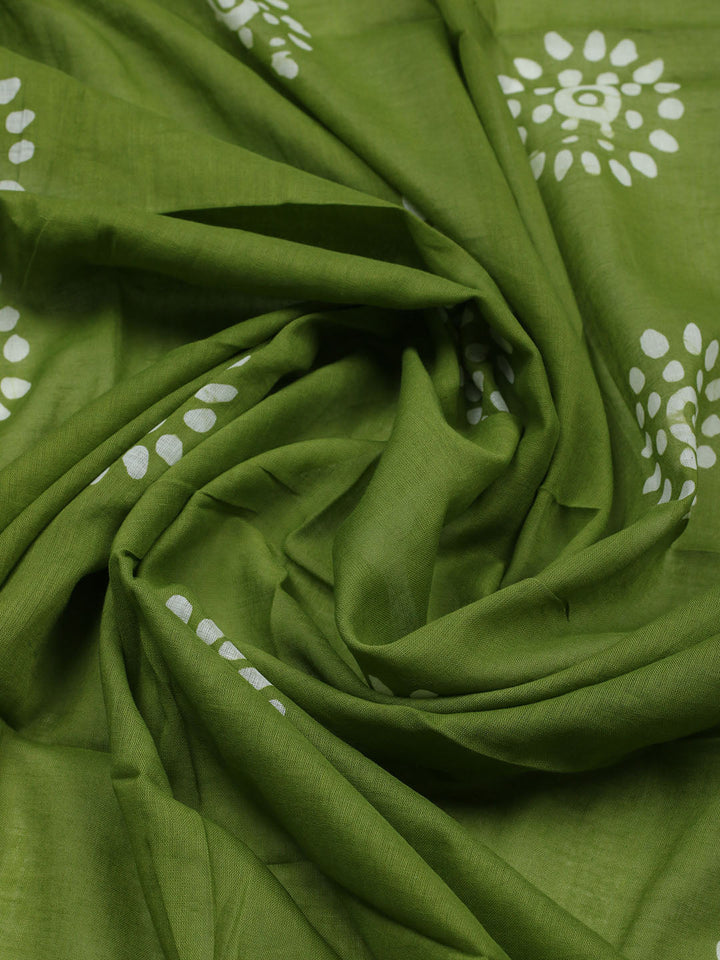 Printed Cotton Blend Unstitched Suit With Pant &amp; Dupatta
